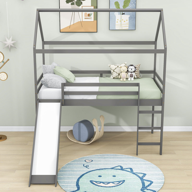 Harper Orchard Mcnelly Kids Wooden House Loft Bed with Slide & Reviews Wayfair